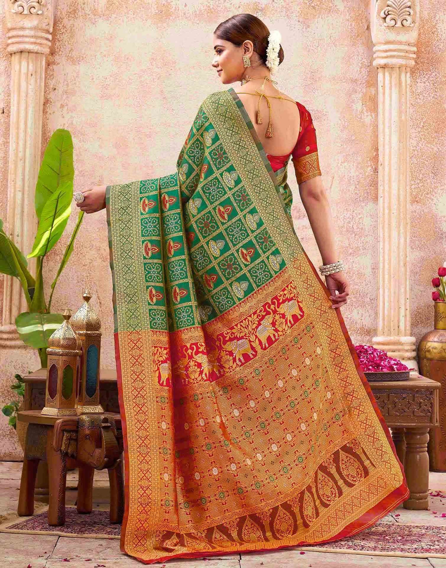 Green Silk Woven Patola Saree