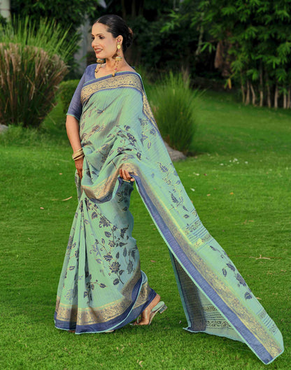 Blue Silk Printed Saree