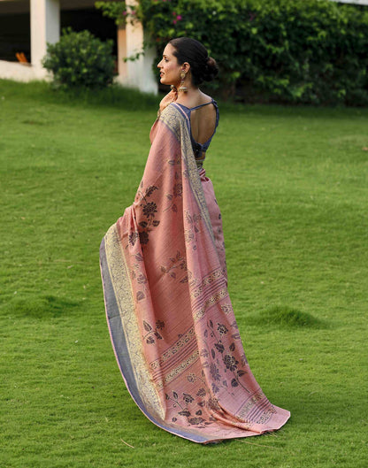 Pink Silk Printed Saree