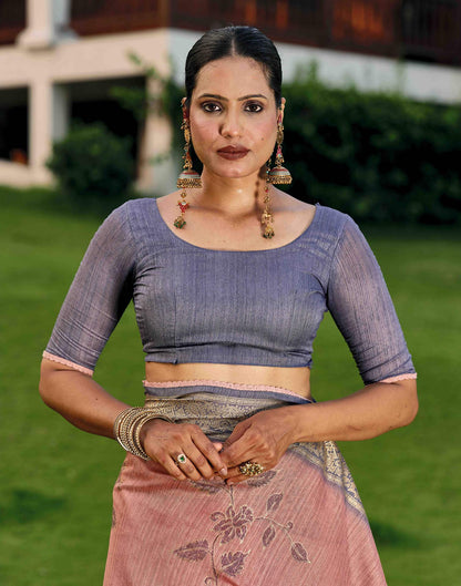 Pink Silk Printed Saree