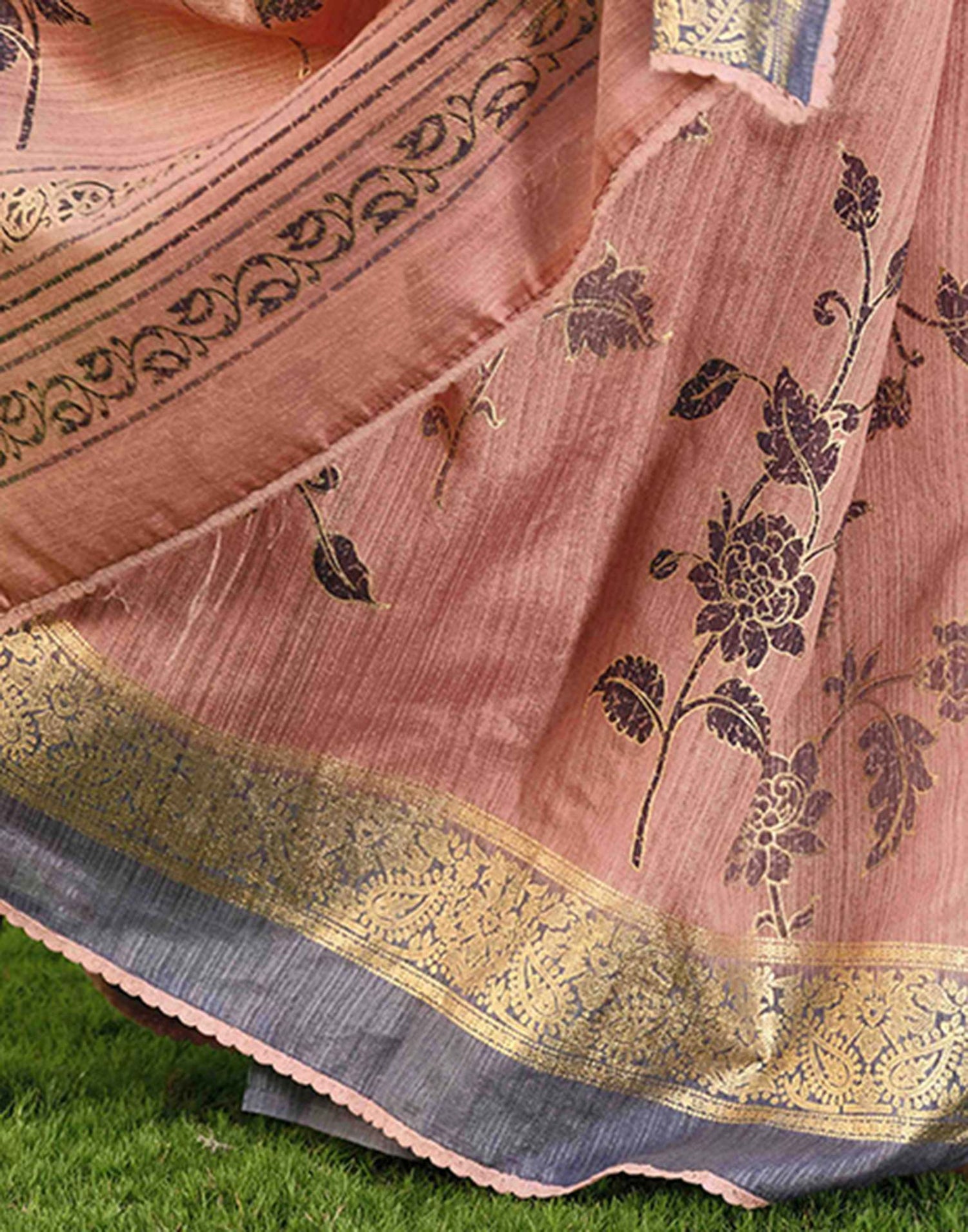 Pink Silk Printed Saree