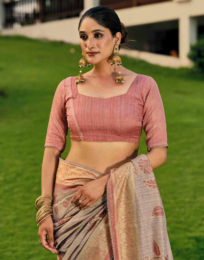 Pink Silk Printed Saree