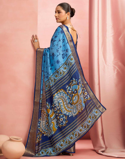 Blue Silk Printed Saree