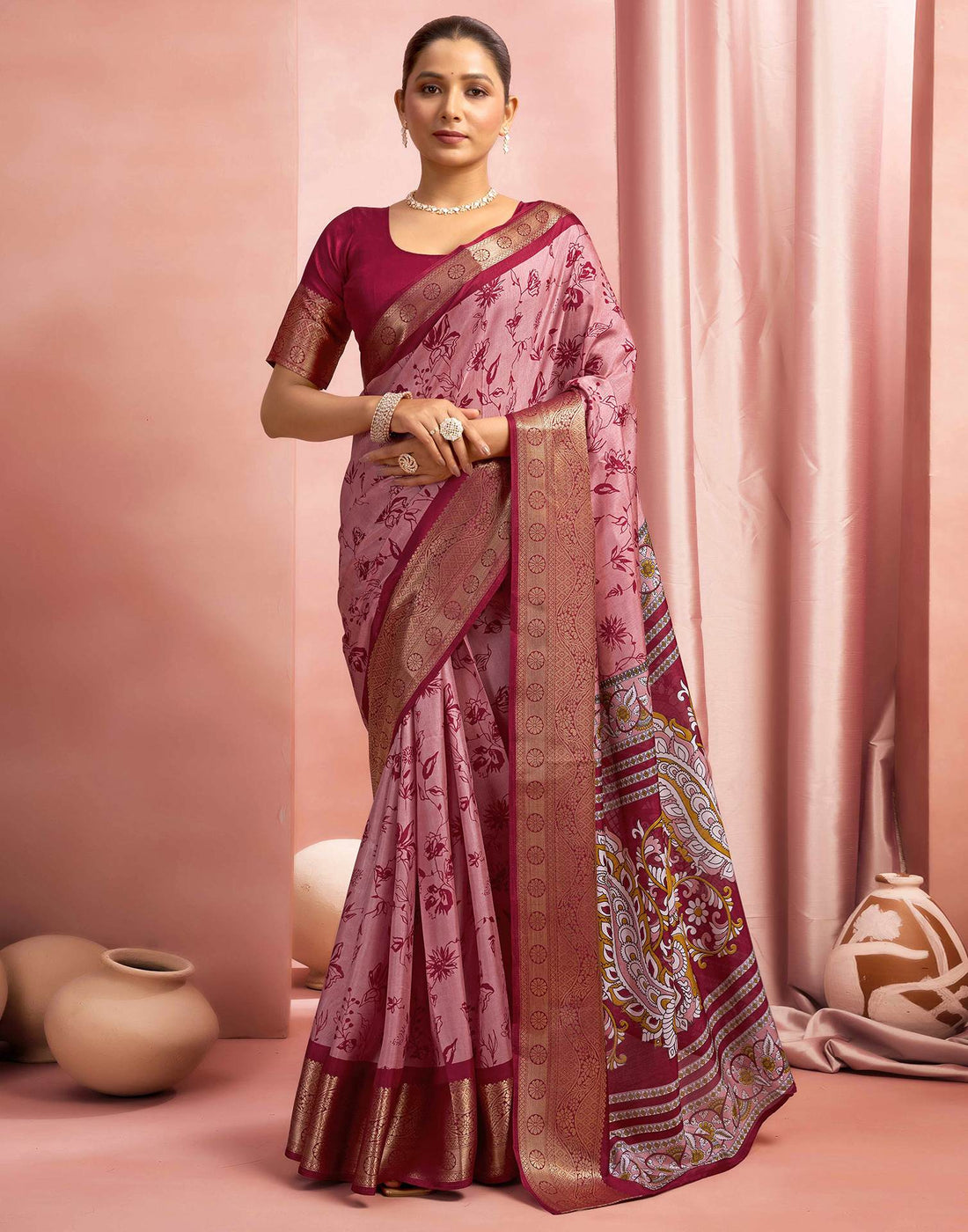 Red Silk Printed Saree