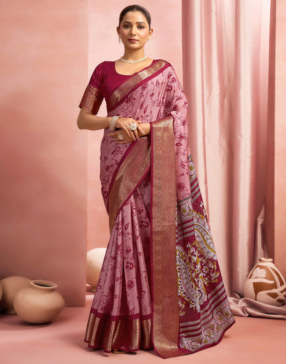 Red Silk Printed Saree