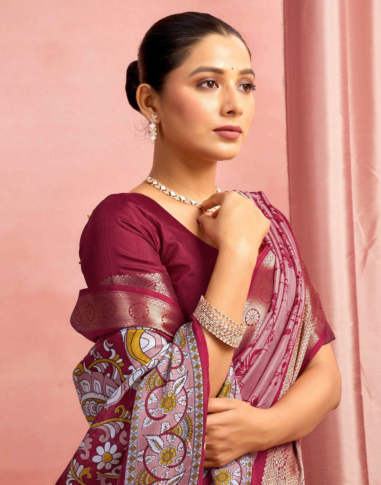 Red Silk Printed Saree