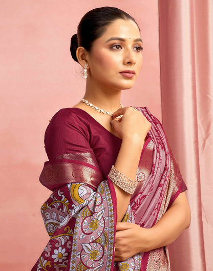 Red Silk Printed Saree