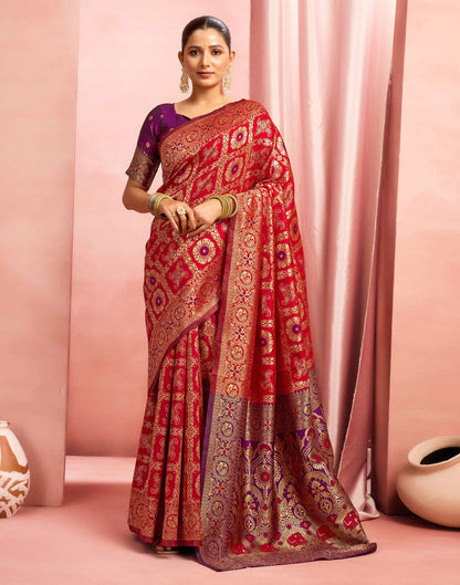 Red Silk Woven Banarasi Saree