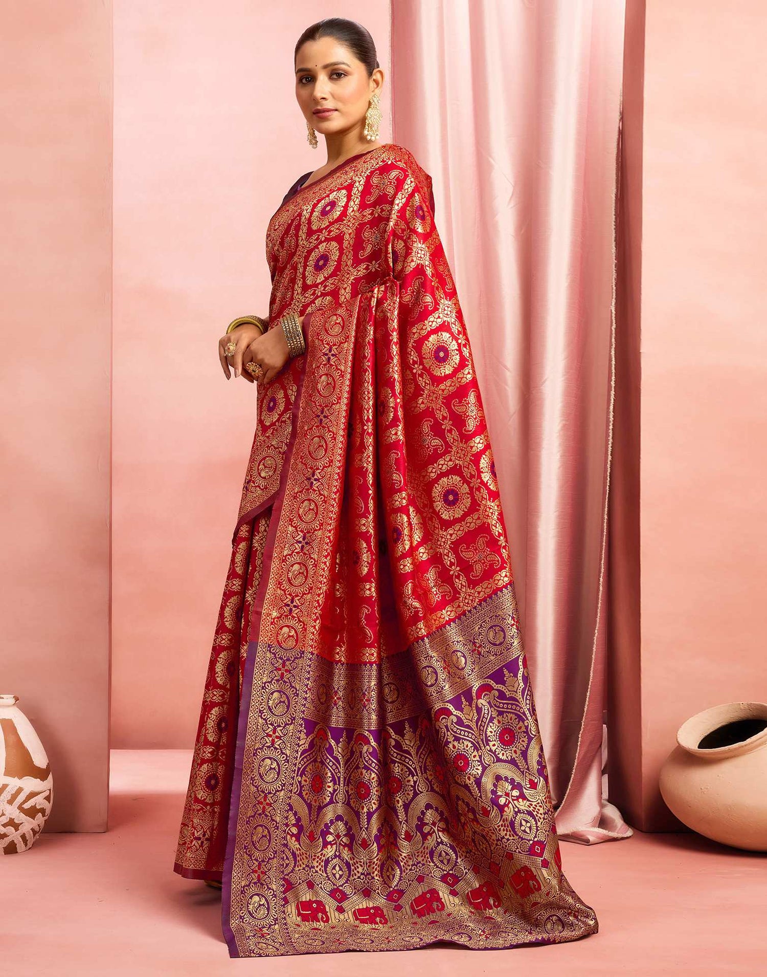 Red Silk Woven Banarasi Saree