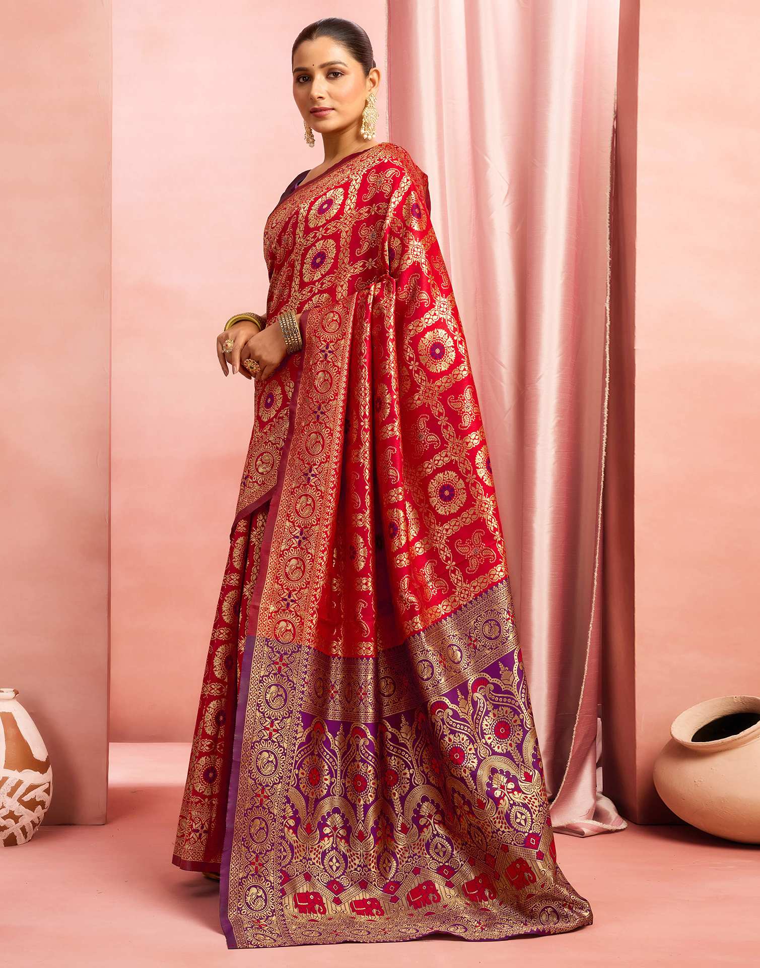 Red Silk Woven Banarasi Saree