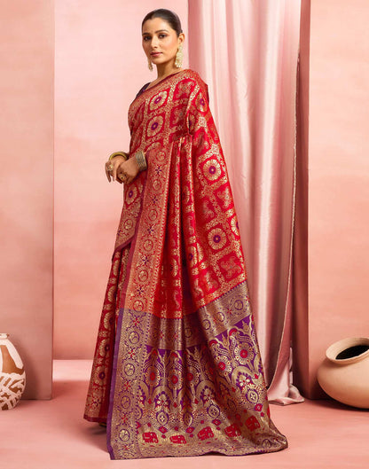 Red Silk Woven Banarasi Saree