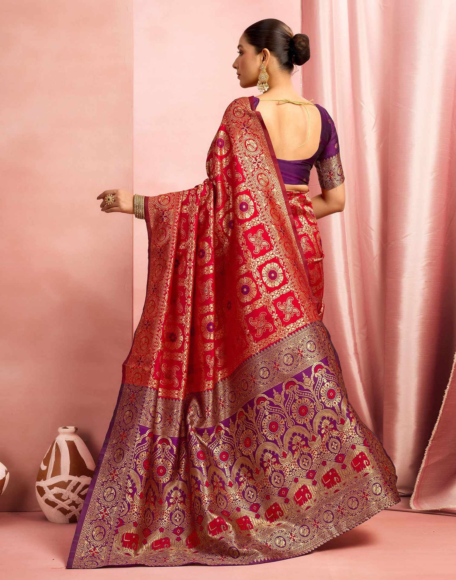 Red Silk Woven Banarasi Saree