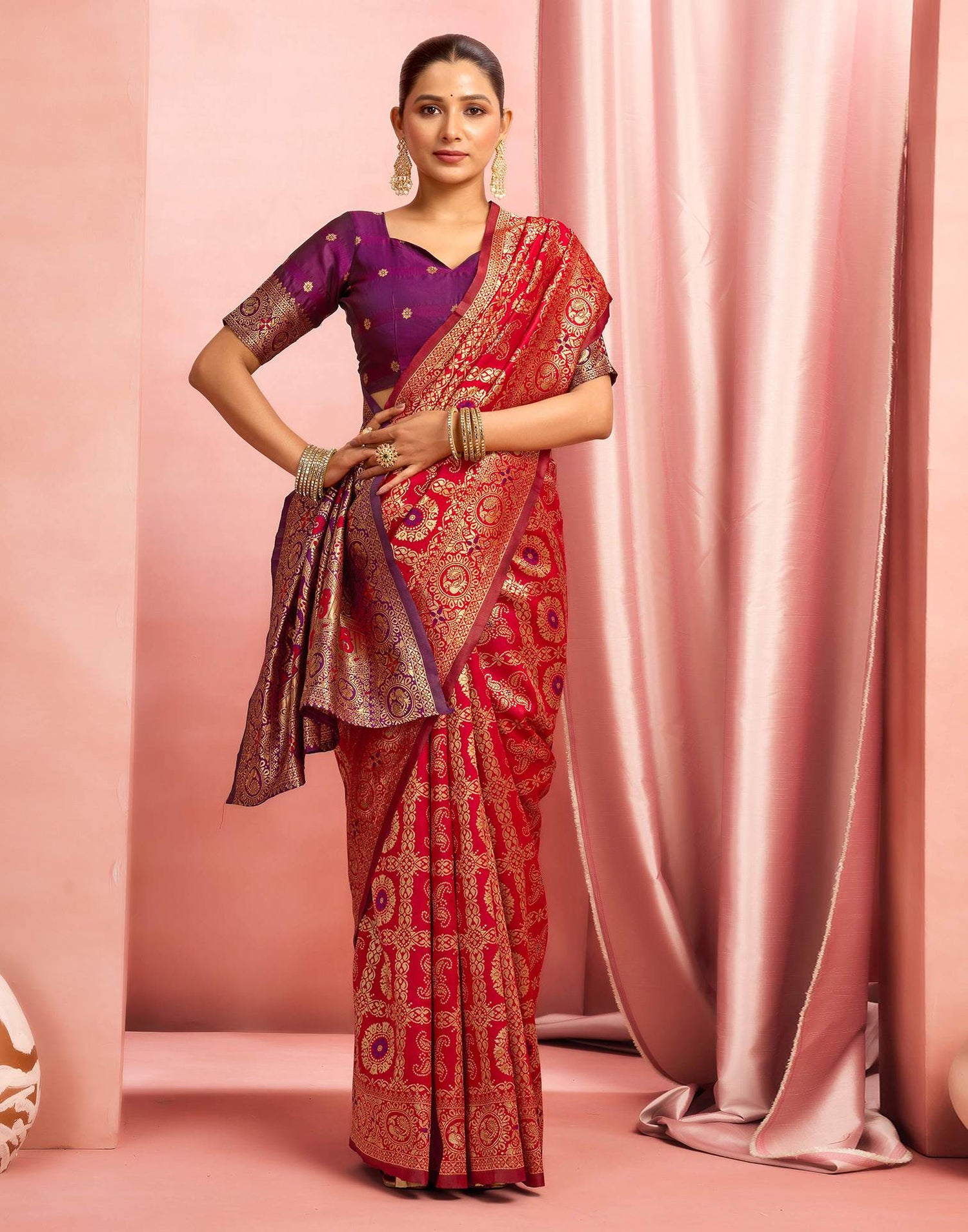 Red Silk Woven Banarasi Saree
