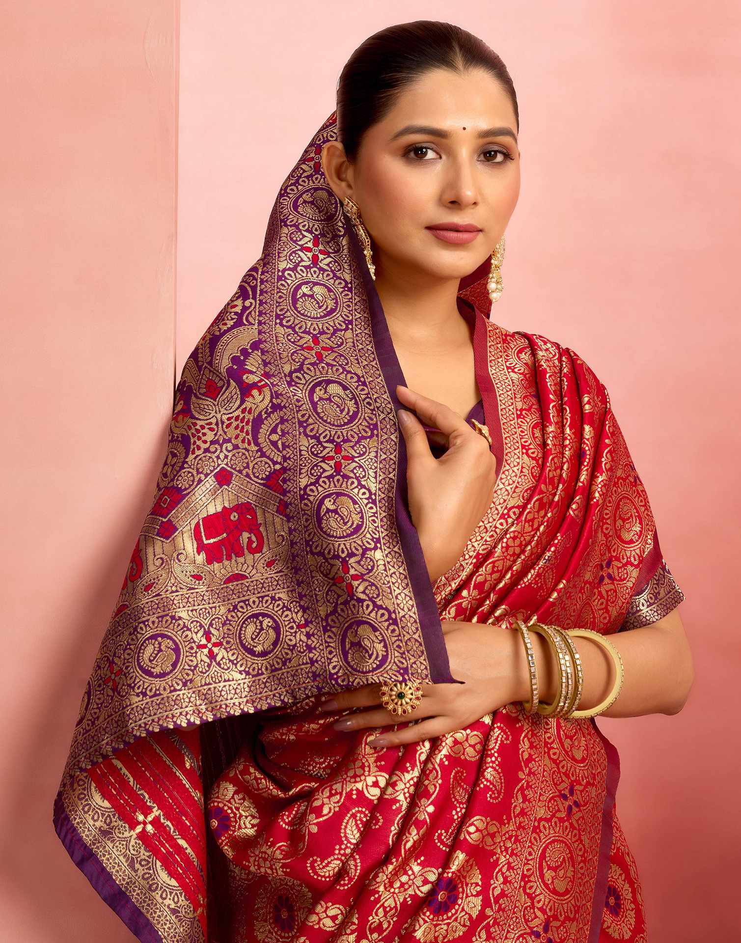 Red Silk Woven Banarasi Saree