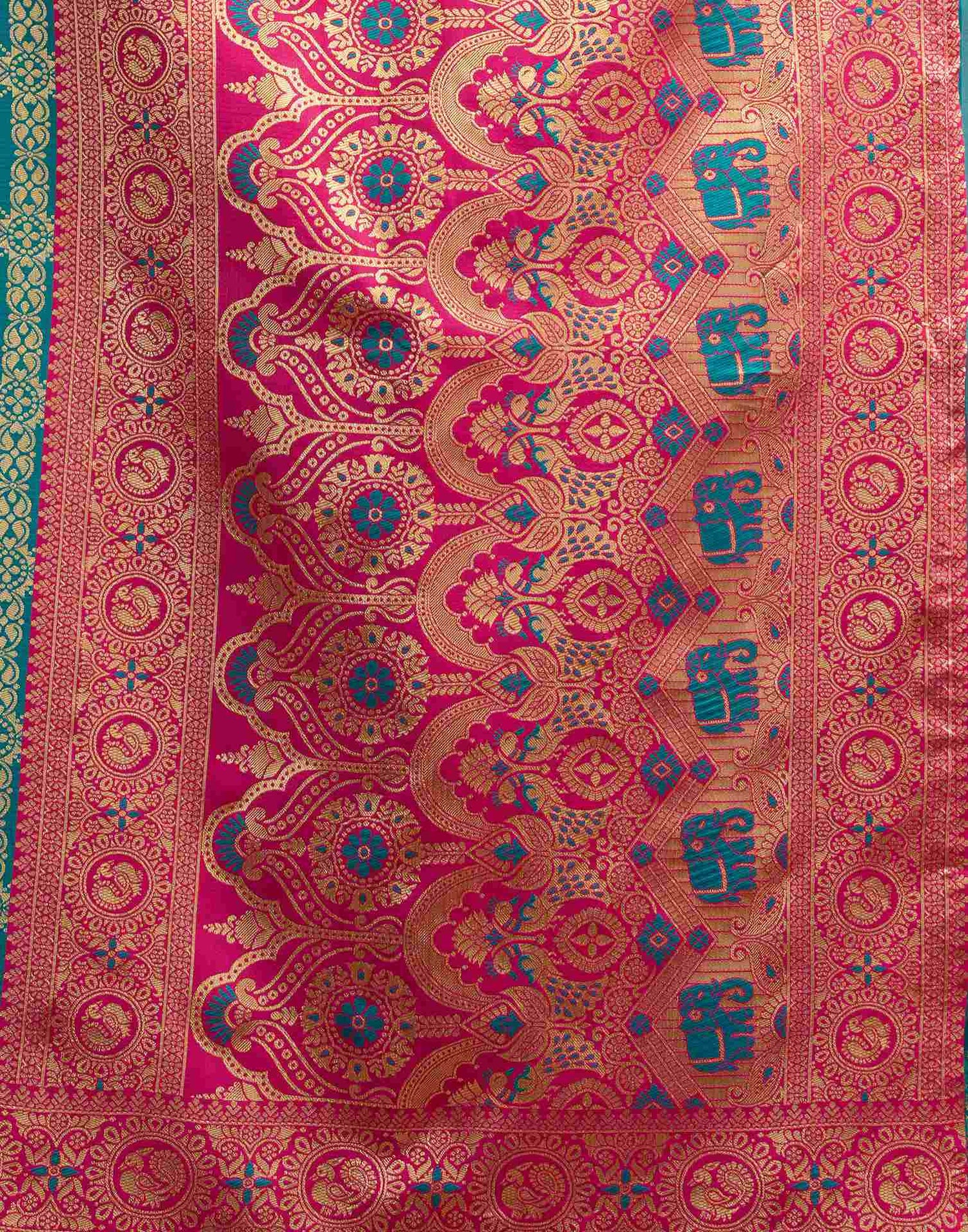 Teal Green Silk Woven Banarasi Saree