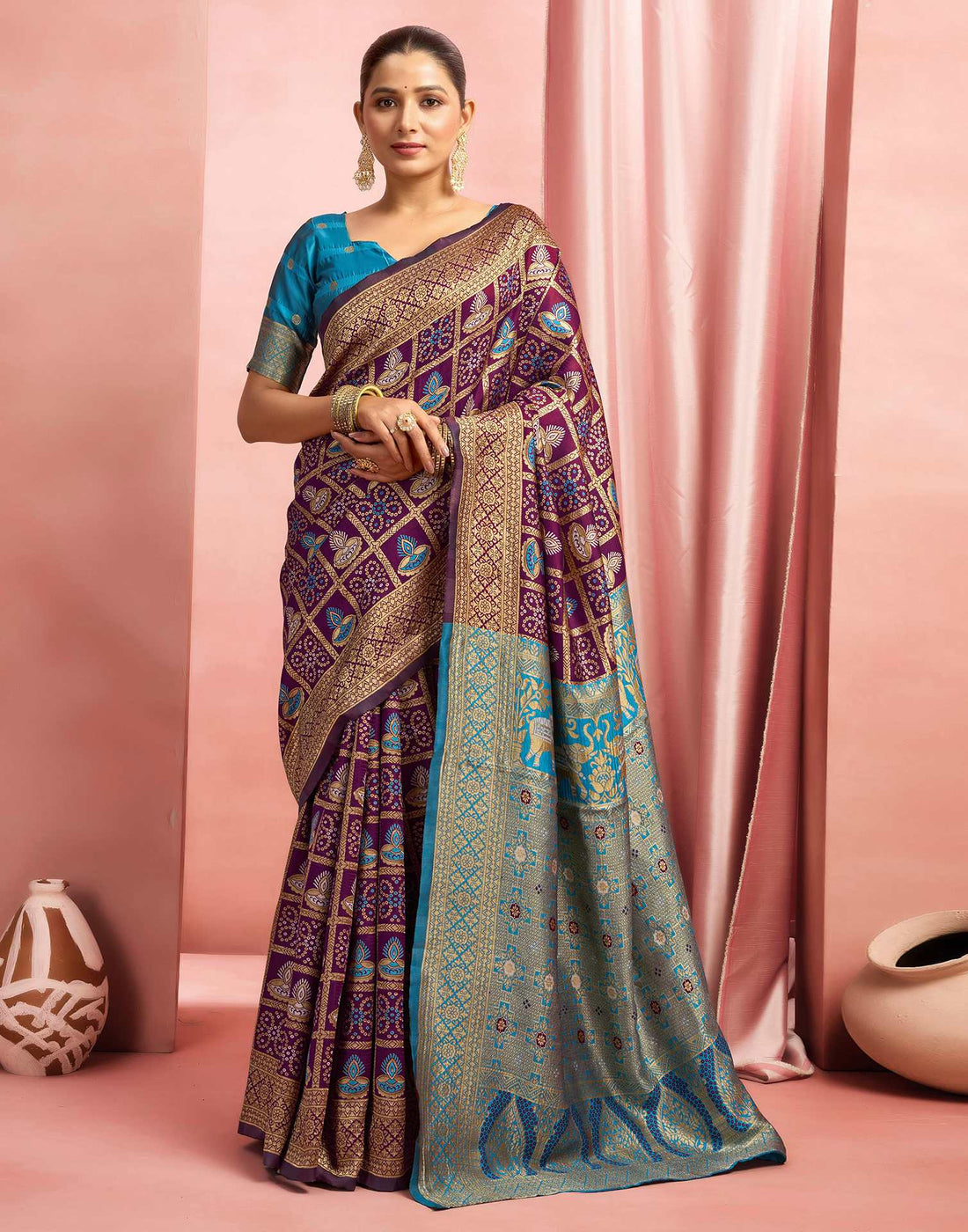 Turquoise Silk Woven Patola Saree