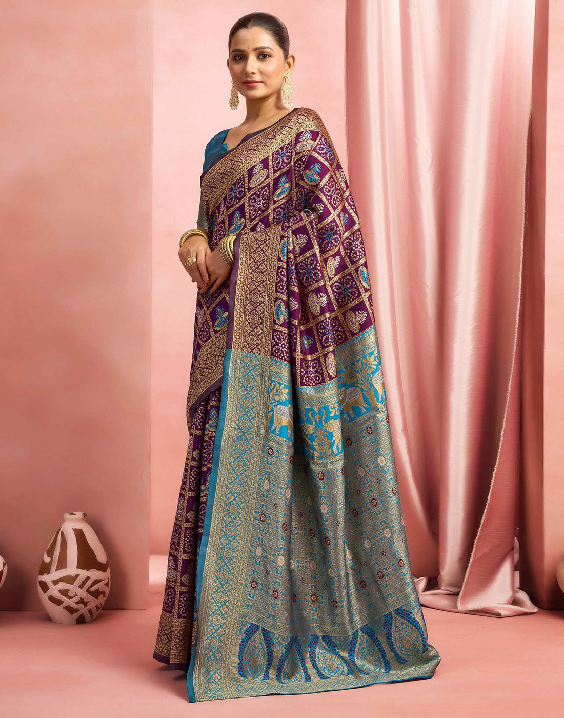Turquoise Silk Woven Patola Saree
