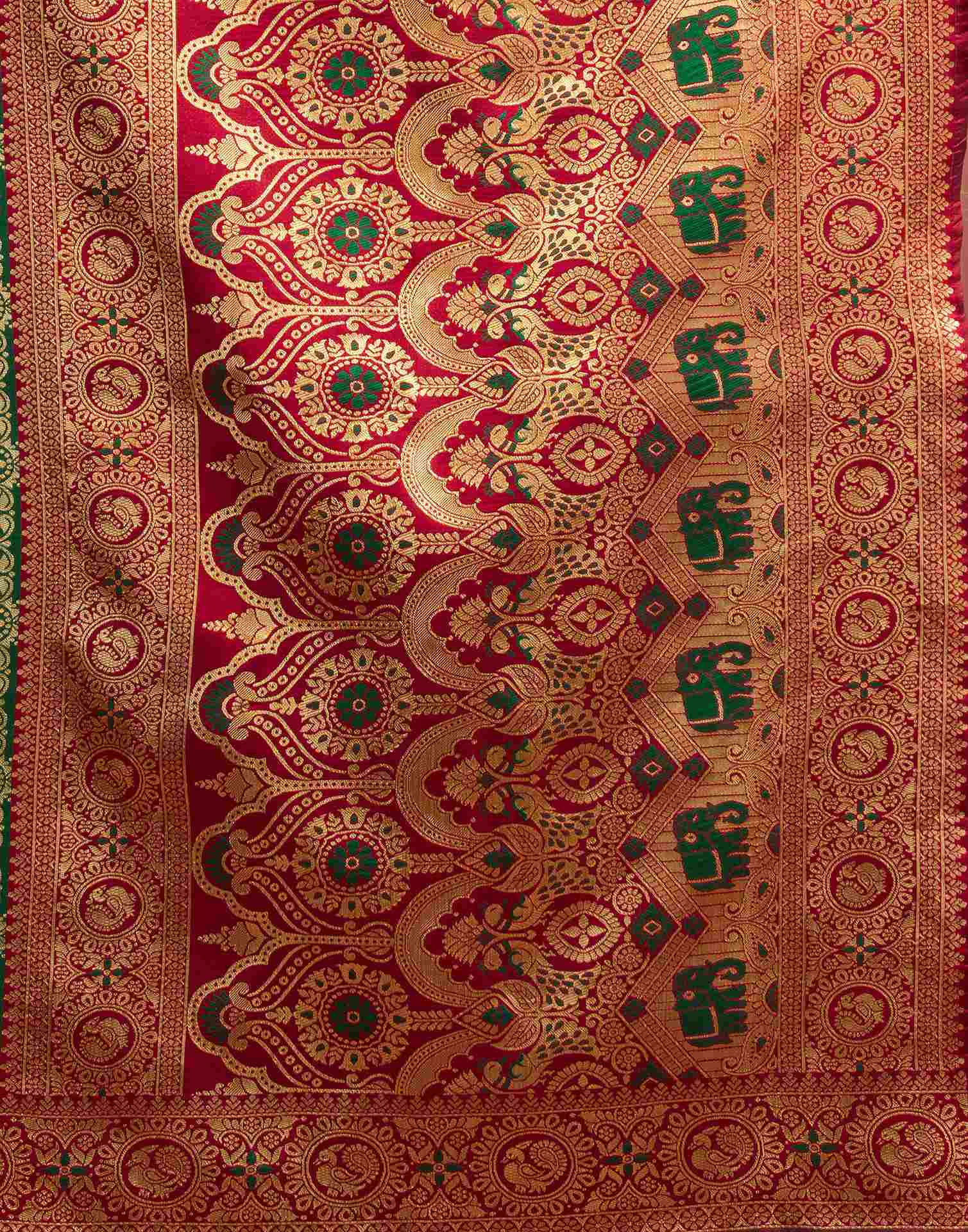 Dark Green Silk Woven Banarasi Saree