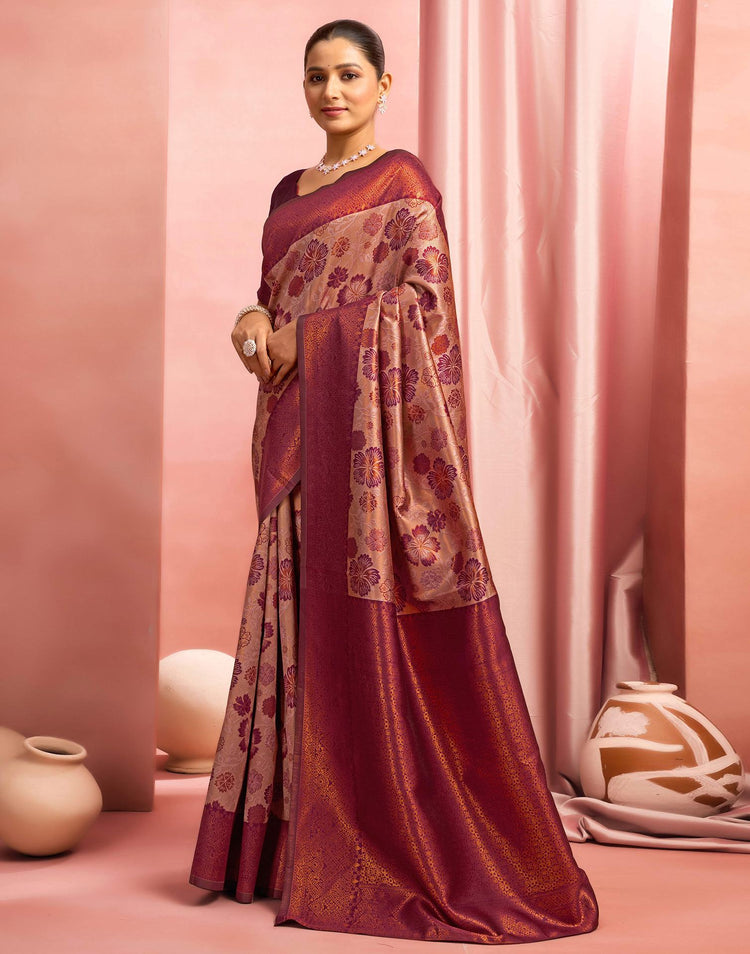 Mauve Silk Woven Kanjivaram Saree