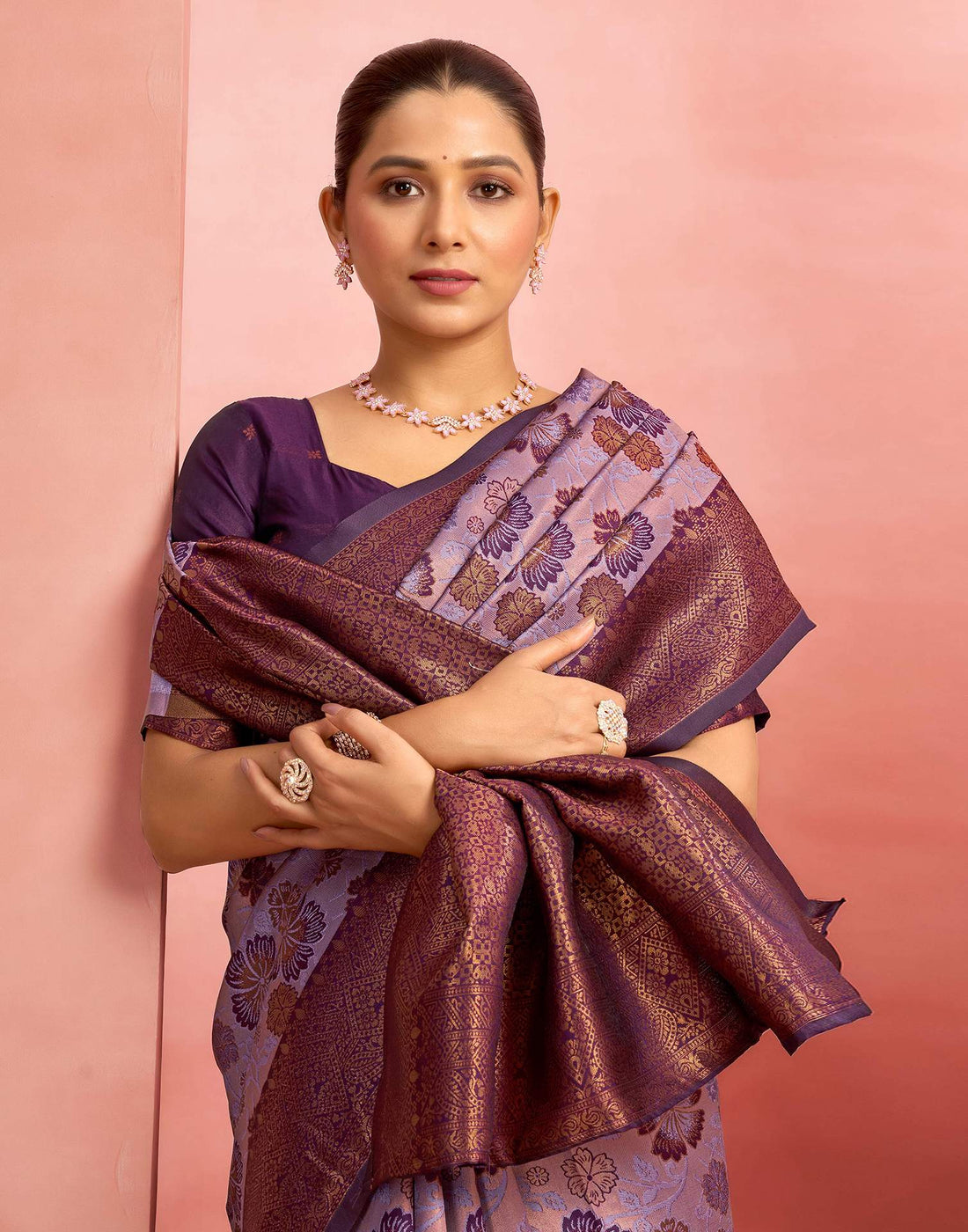 Dusty Purple Silk Woven Saree