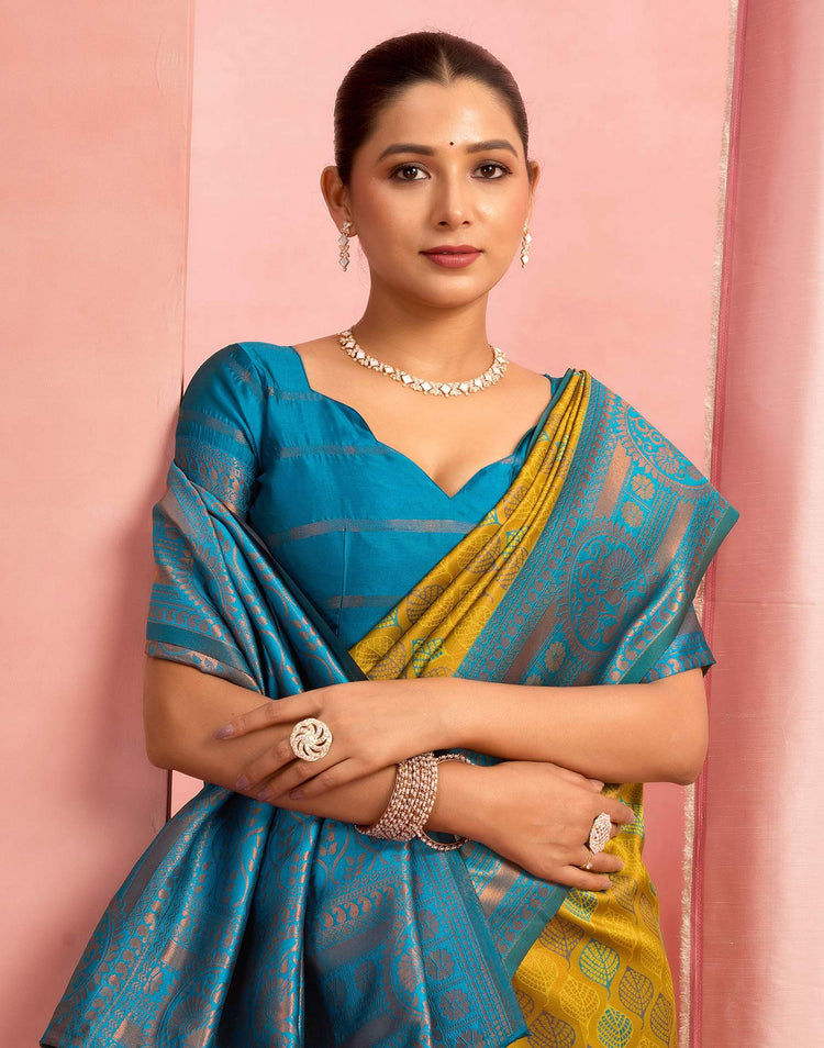 Mehandi Green Silk Woven Kanjivaram Saree