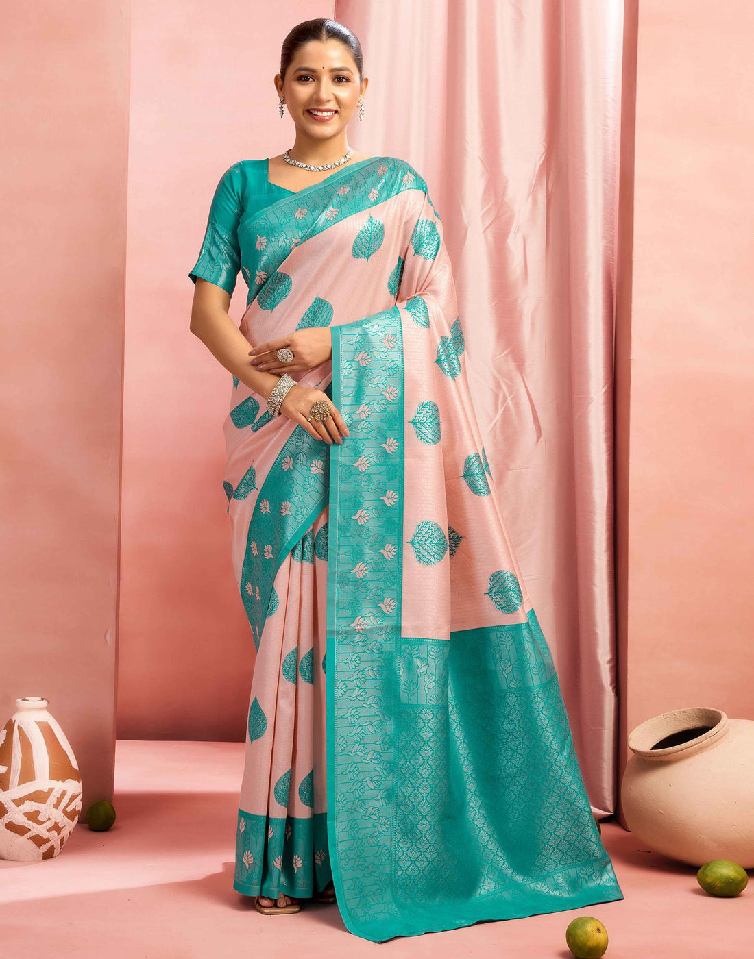 Rose Pink Silk Woven Saree