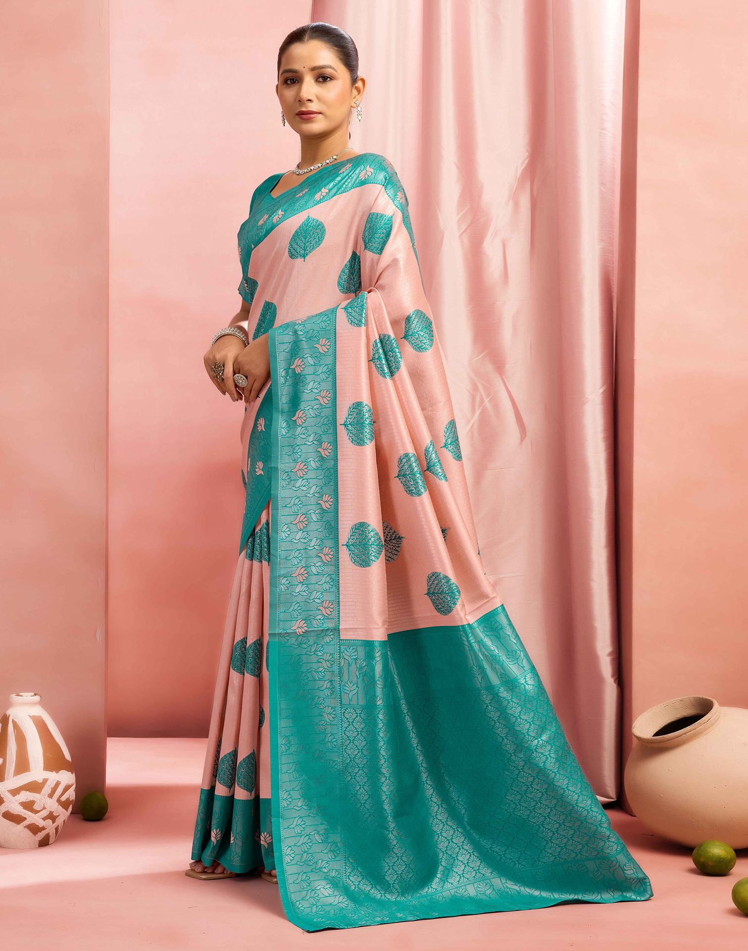 Rose Pink Silk Woven Saree