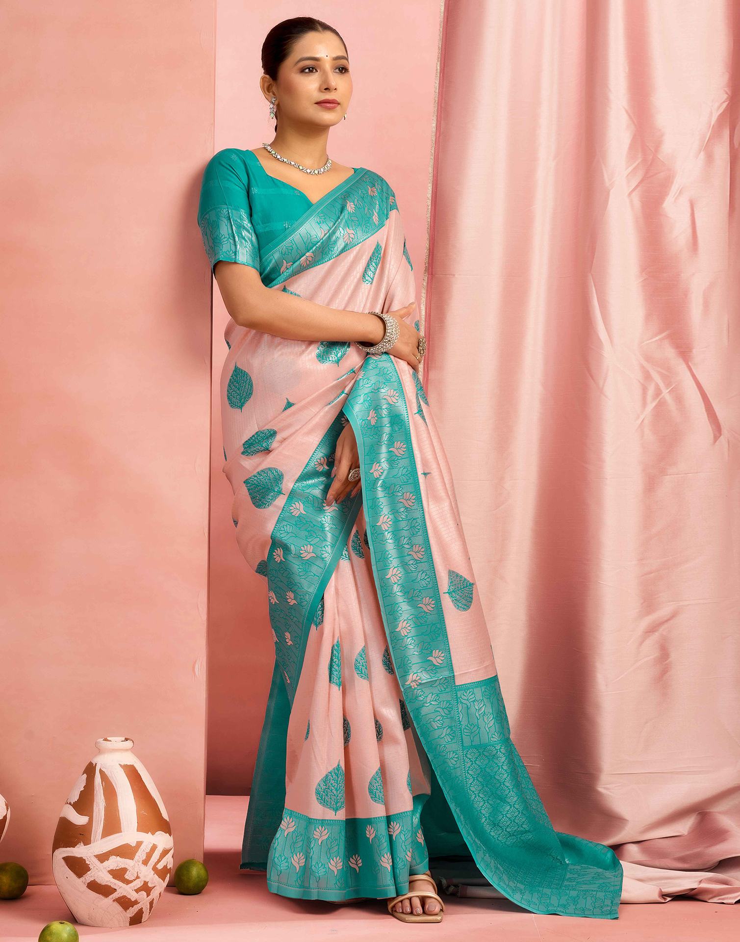Rose Pink Silk Woven Saree