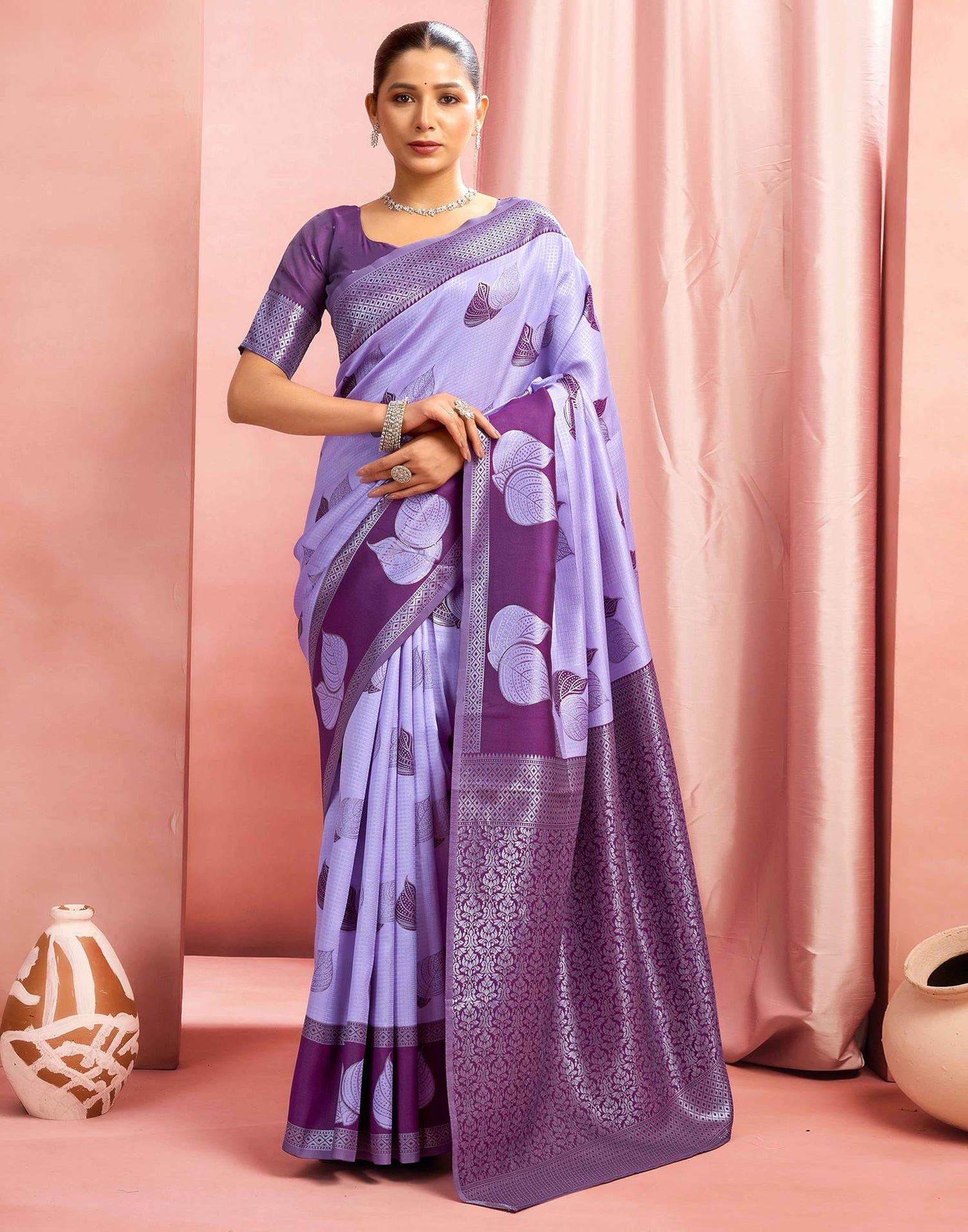 Light Purple Silk Woven Saree