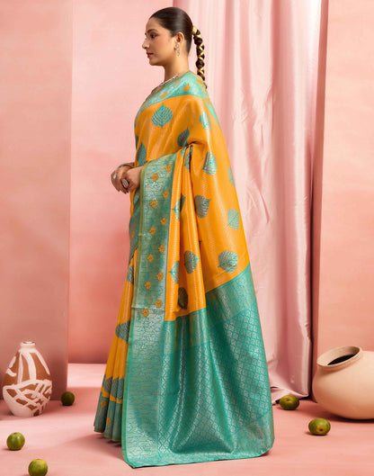 Yellow Silk Woven Saree