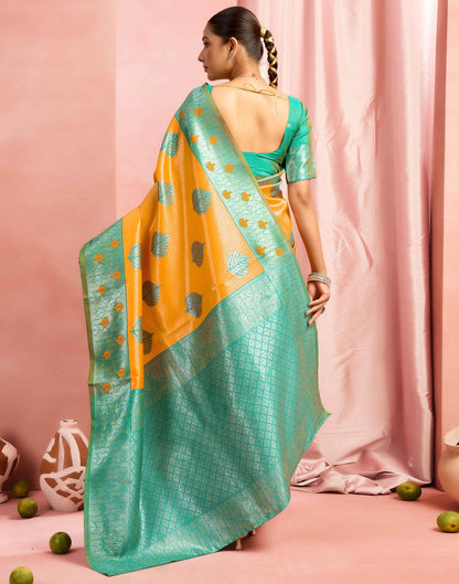 Yellow Silk Woven Saree