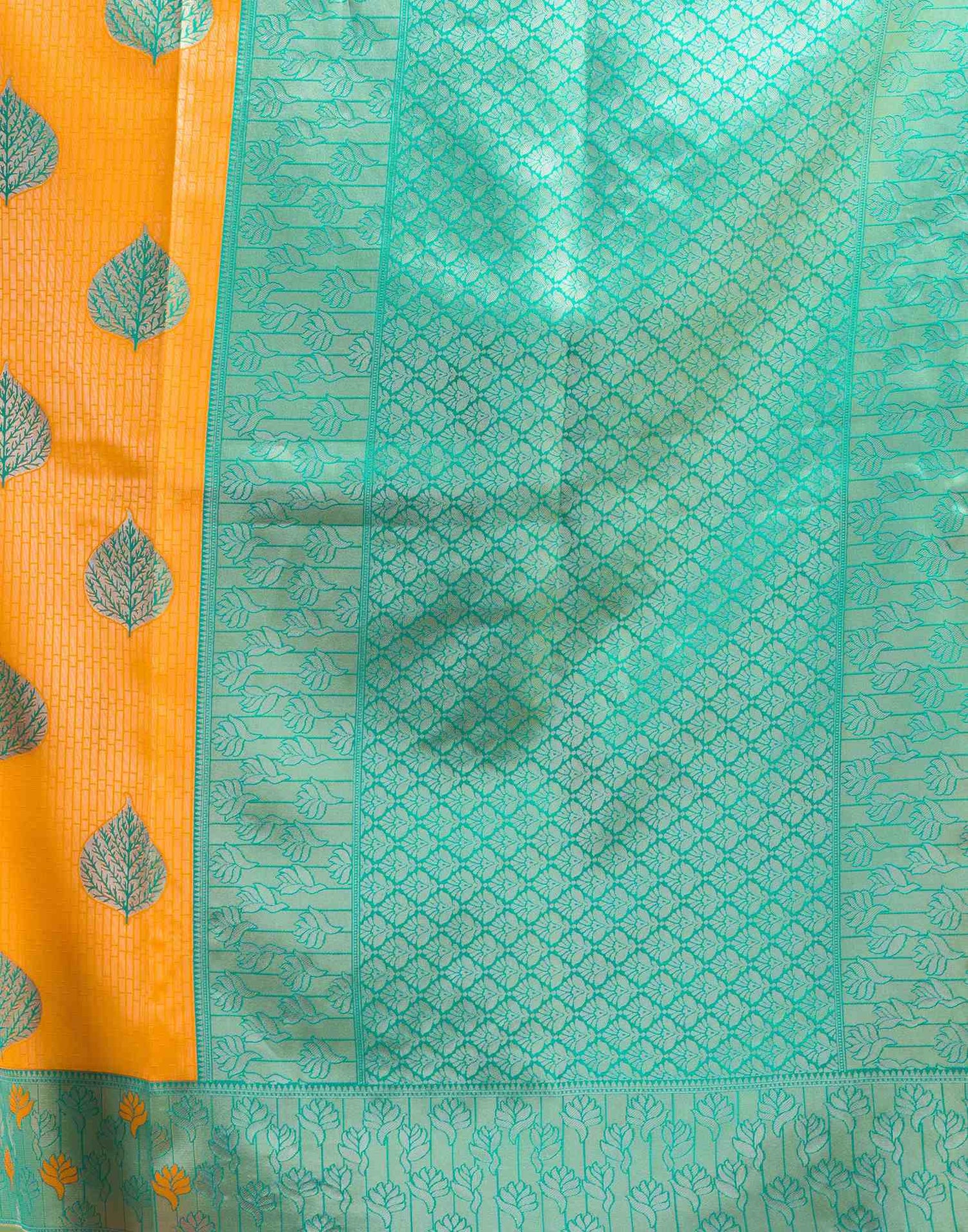 Yellow Silk Woven Saree