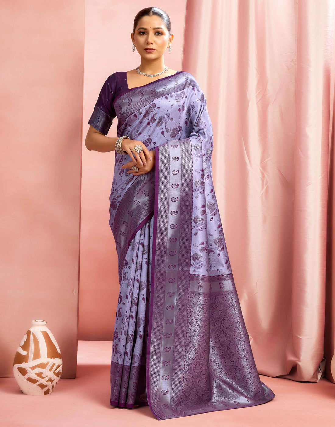 Light Purple Silk Woven Saree