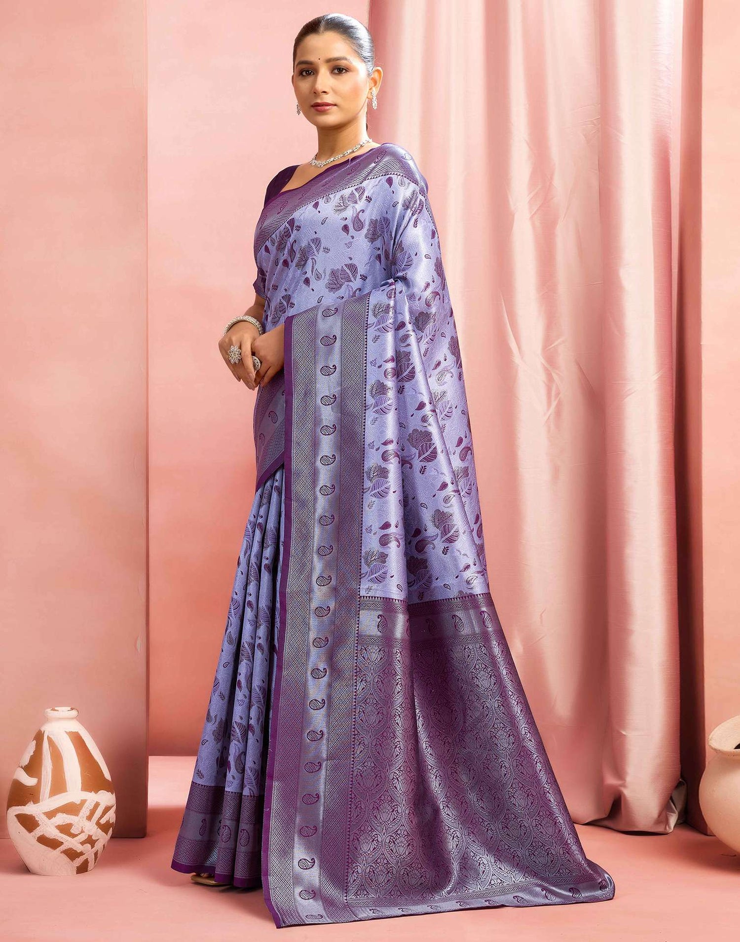 Light Purple Silk Woven Saree