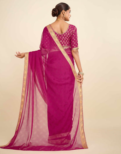Pink Chiffon Lace Saree