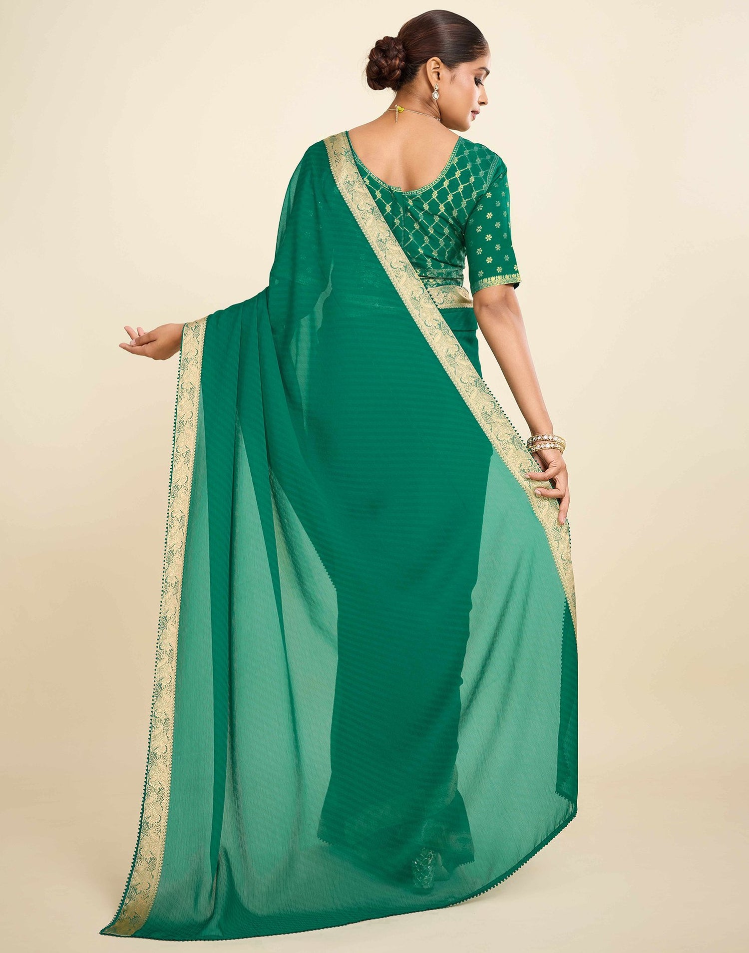 Green Chiffon Lace Saree