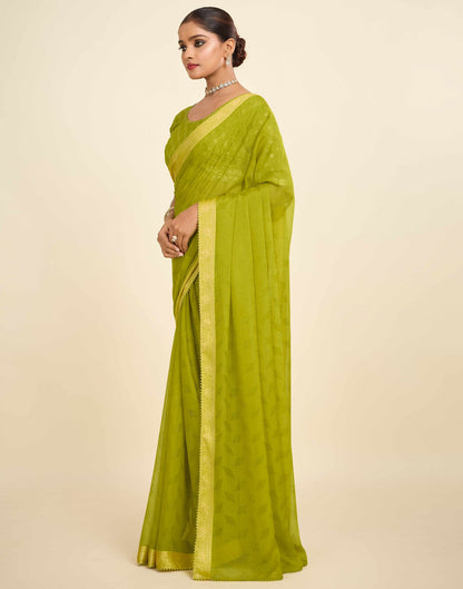 Green Chiffon Lace Saree