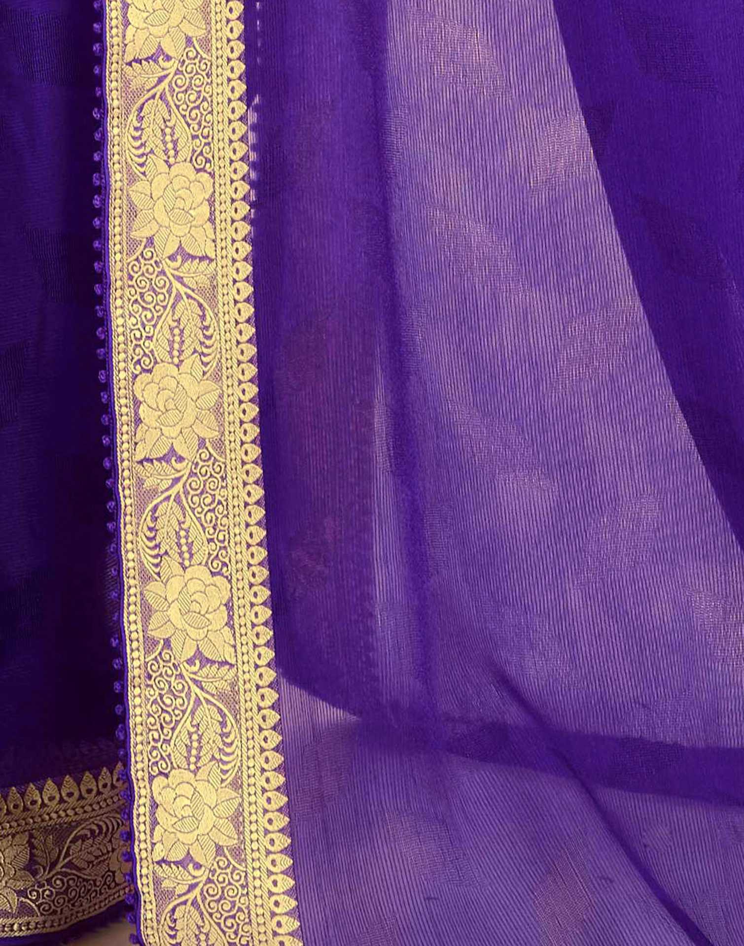 Purple Chiffon Lace Saree