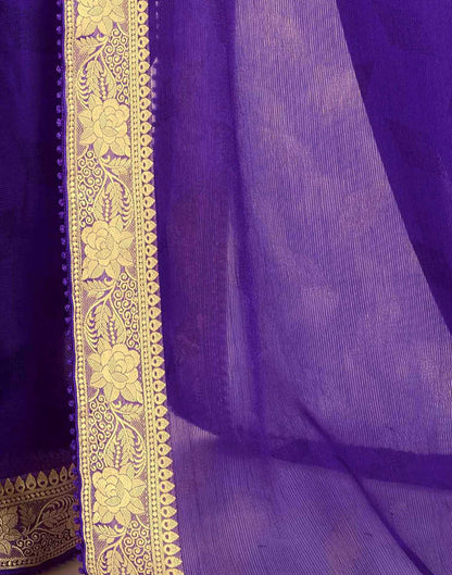 Purple Chiffon Lace Saree