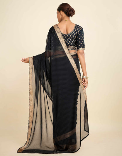 Black Chiffon Lace Saree