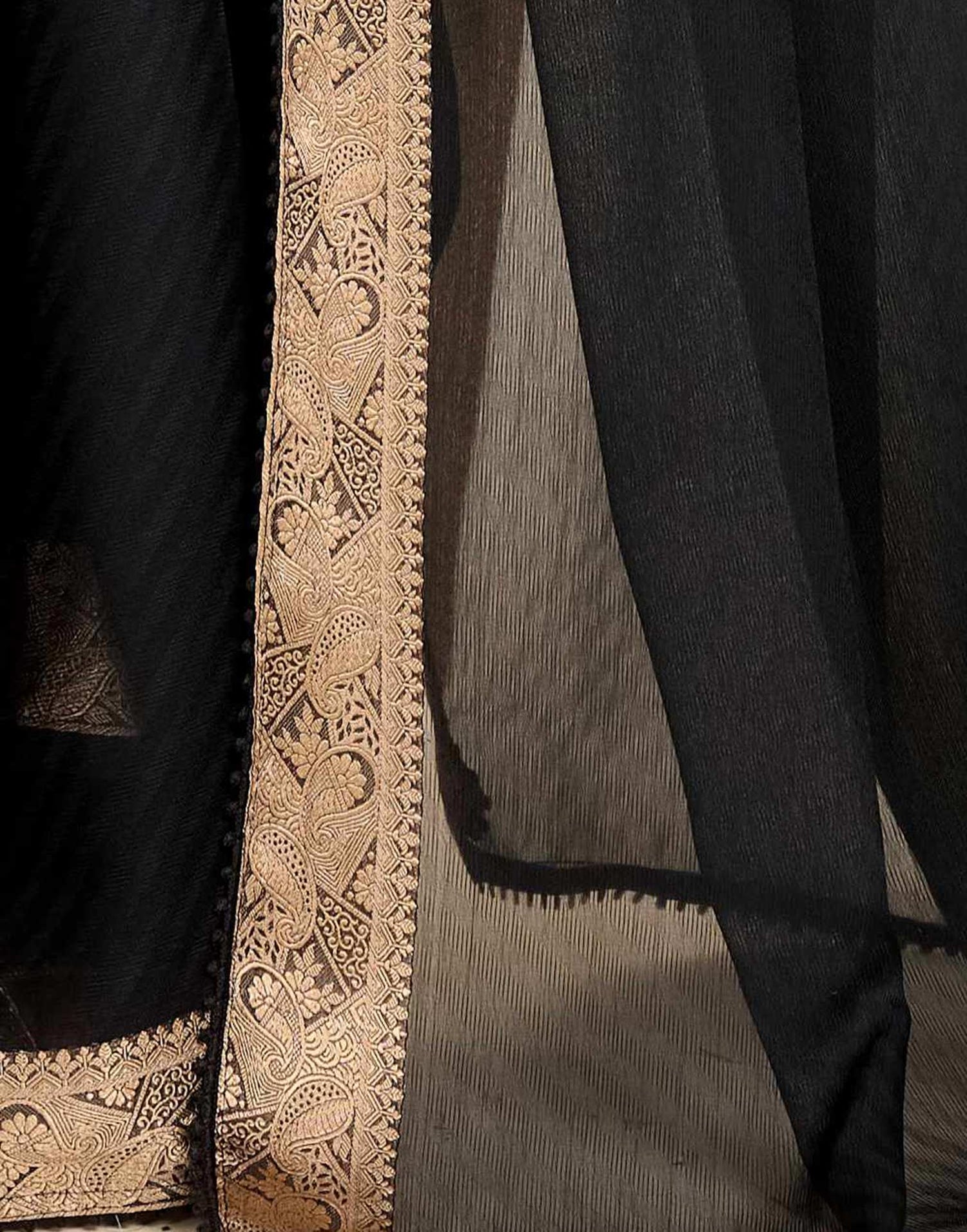 Black Chiffon Lace Saree