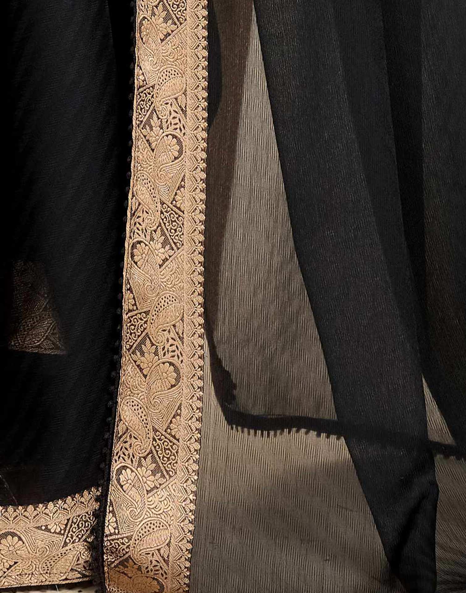 Black Chiffon Lace Saree