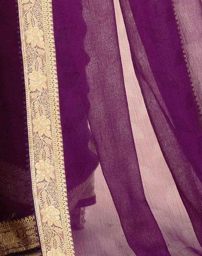 Purple Chiffon Lace Saree