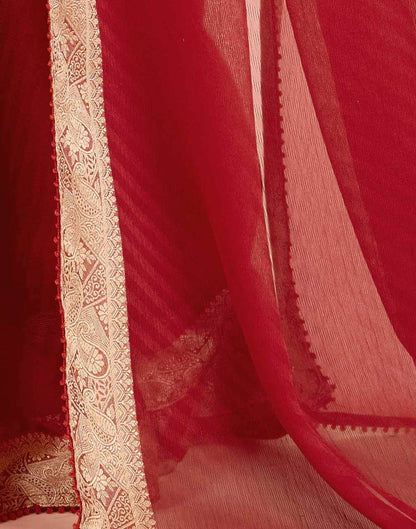 Red Chiffon Lace Saree