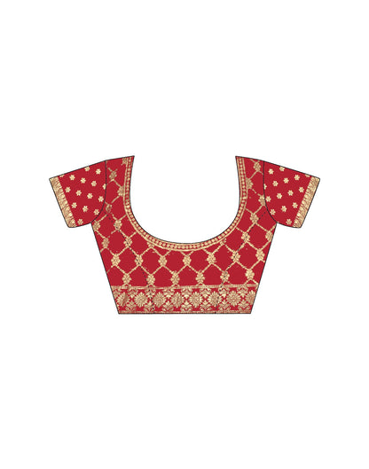 Red Chiffon Lace Saree