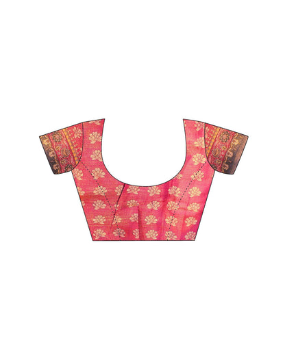 Dusky Red Shimmer Silk Printed Saree