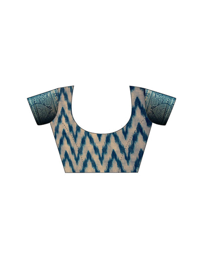 Blue Linen Printed Saree