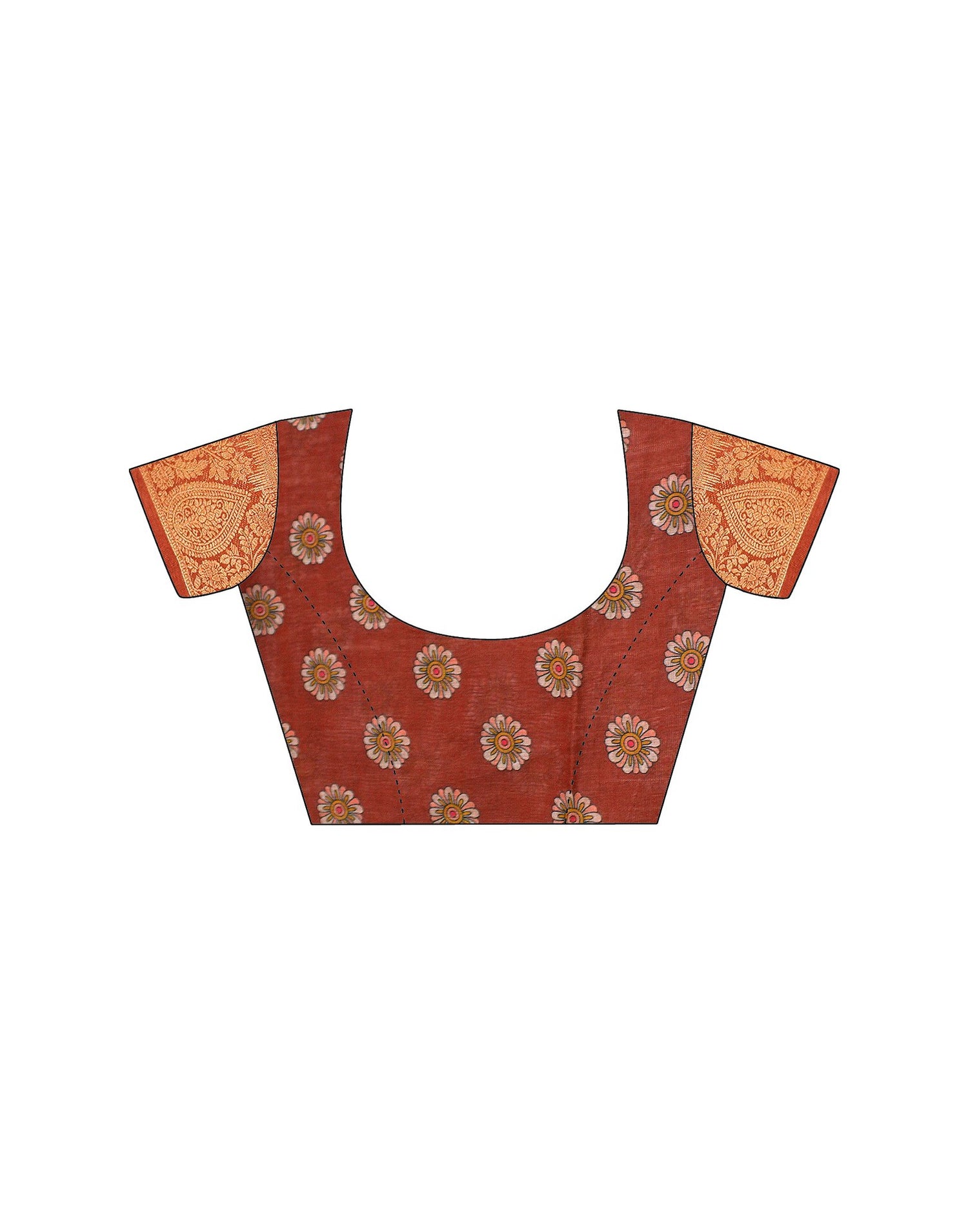 Brown Linen Printed Saree