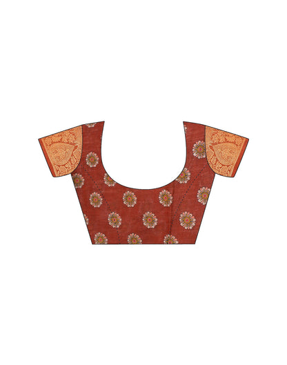 Brown Linen Printed Saree