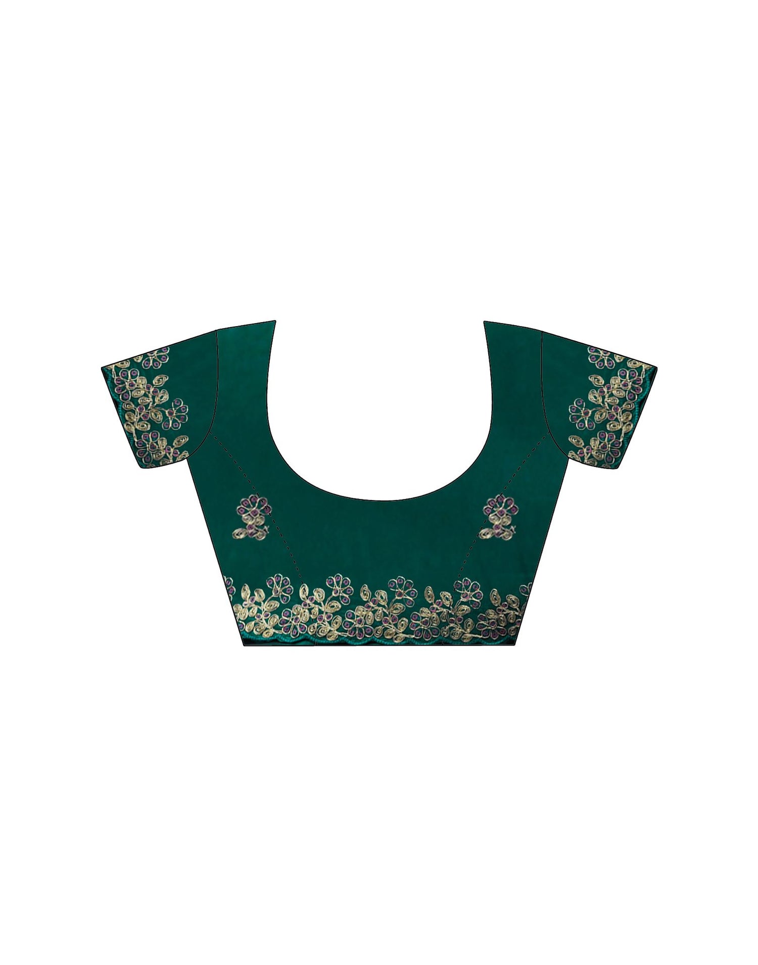Teal Green Tissue Silk Sequence Embroidery Saree